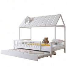 Kids Bed Frames, Headboards & Footboards - White + Wood + 120cm*200cm - View 7
