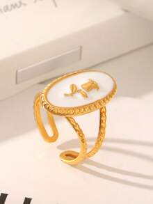 1pc Rose Flower Enamel Open Ring, Unique High-End Design, Suitable For Women's Daily Wear - Multicolor - View 7