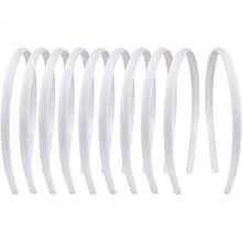 20 unidades 1 cm blanco liso satén diademas Fabirc duro diademas de color sólido blanco aro DIY Craft Hairbands piezas para el pelo para mujeres niñas - 1 - Ver 8