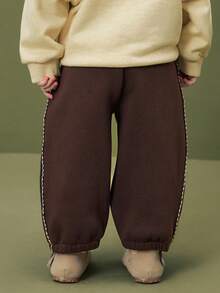 mini bala Sweet Long Pants for Baby Girls - 2025 Winter Fleece-Lined Long Pants - 咖啡 - 查看 3