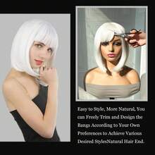 DZfirst Bob Wig Short Straight Grey Wig For Woman 12inch Daily Party Cosplay Lolita Wig Natural Synthetic Bob Wig With Bangs Heat Resistant Fiber - Light Grey - View 5