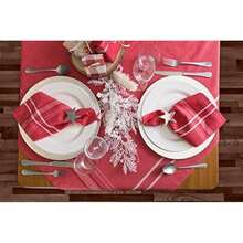 DII 100% algodón, Lavable a máquina, Mantel Individual a Rayas francesas para cenas, Verano y picnics Aire Libre, (Red Stripes), Table Runner - 14 x 72, 1(Rojo (Red Chambray)) - Multicolor - Ver 9