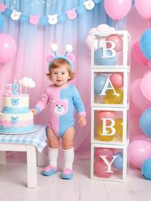 透明字母婴儿派对盒生日婚礼定制名字气球盒，生日派对装饰，性别揭晓派对，万圣节装饰，圣诞节装饰大型透明盒，生日装饰背景，节日派对装饰，家居装饰，壁炉装饰，婴儿派对盒，背景摄影道具（25厘米/9.84英寸） - 彩色 - 查看 2