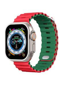 1条男女通用海洋主题柔软硅胶运动表带，适用于38mm、40mm、41mm、42mm、44mm、45mm、49mm的苹果手表，兼容Series 8、7、6、5、4、3、2、1、Ultra、SE等型号。 - 寶藍 - 查看 11