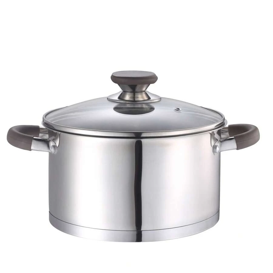KAISA HOFF 1pc 16/20/22cm Stainless Steel Composite Bottom Soup Pot/Milk Pot, Multifunctional Durable Double-Ear Stew Pot, Suitable For Making Soup, Porridge, Noodles, Milk Tea, Sauce, Applicable For Restaurant, Home Kitchen, Camping, Etc. - Silver - View 1