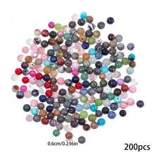 100-300 hạt đá tự nhiên màu ngẫu nhiên tròn có lỗ, hạt pha lê mã não rời dùng làm đồ trang sức, phụ kiện DIY - Màu sắc ngẫu nhiên - Xem 6