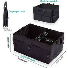 Organizador de cajuela para auto, Caja impermeable de almacenamiento para el automvil de gran capacidad, Mltiples compartimentos exteriores e interiores, Apto para todoterreno, coche, SUV. - inicial - Ver 3