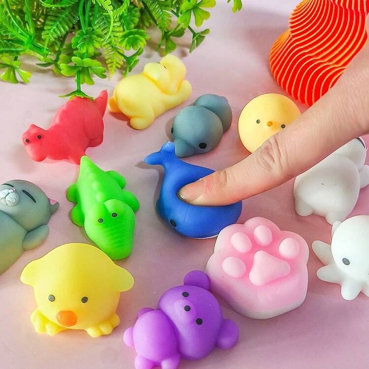 6/12/24/48pcs Mochi Squishy Toys, Mini Animal Squeeze Toys, Stress Relief Toys, Party Favor Bag Fillers, Soft Squeeze Stress Relief Toys, Suitable For Kids And Adults, Birthday Party Gifts, Random Colors And Styles - Multicolor - View 4
