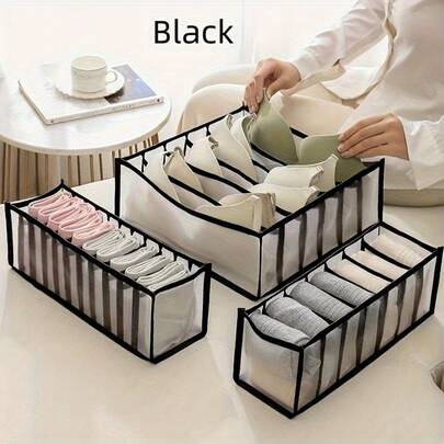 3-In-1 Organizer Box For Clothes And Underwear - Lightweight, Nylon, Minimalist Style, Drawers With Mesh Design For Easy Access, Underwear Storage|Minimalist Organizer|Durable Organizer, Underwear Organizer, Drawer Organizers