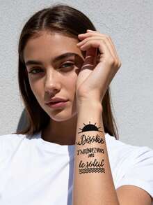 422 Temporary Tattoo Stencils, 15pcs Reusable Stickers, Flash Tattoo Templates, Semi-Permanent Tattoos, Face Painting, Body Art Stencils, Adult Music Festival - Black - View 6