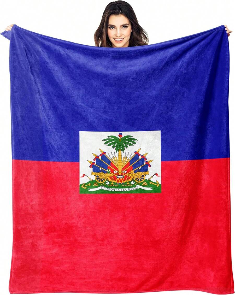 Haiti Haitian Flag Throw Blanket Flannel Blankets Soft Warm Cozy Lightweight Bed Throws For Bedroom Living Room Sofa Couch Home Decor 60"X50", Warm Flannel Blanket – Lightweight & Perfect Gift For Family/Friends - Nhiều màu - Xem 1