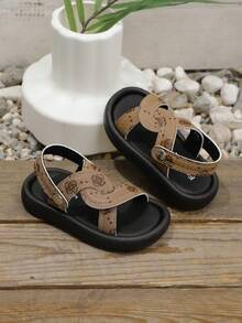 1 Pair Kids' Comfortable Versatile Open Toe Sandals, Children's Minimalist Soft Bottom Beach Shoes - Khaki - View 2