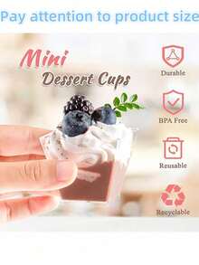 20/50个装透明迷你甜点杯 - 可重复使用的慕斯/冰淇淋/蛋糕开胃菜杯，一次性品尝杯，适用于派对、婚礼、生日等场合 - 彩色 - 查看 7