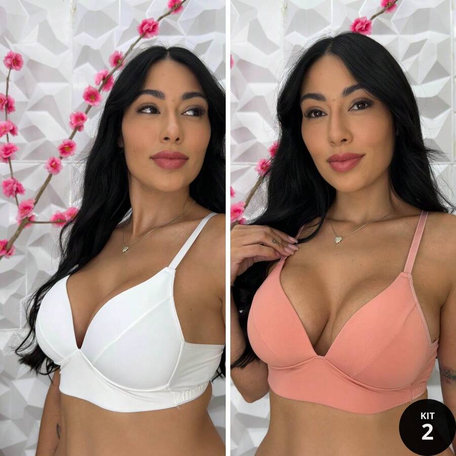 Set Of 2 Comfortable Soft Women's Bras | Wireless | Light Support | Soft Cups - 1 White 1 Pink - View 1