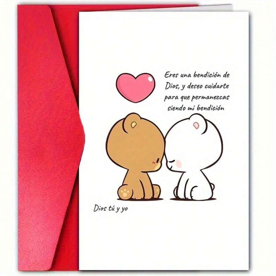 1PC Cute Spanish Anniversary Card With Envelope Charming Illustrated Bears Hearts Design Perfect For Wife Husband Lover Family Member Express Love Blessings With This Unique Keepsake Love Greeting Card Affectionate Message Quality Paper Card Anniversary Gifts For Wife Christmas Birthday Thank You Invitation Wedding Party Celebration Card Perfect For All Occasions As Greeting Card Birthday Card Christmas Card Thank You Card Invitation Card Wedding Card With Red Envelope - 1pc - 查看 1