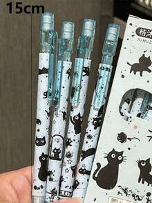 4pcs Splatter Paint Cat Design Automatic Mechanical Pencils, Cute & Durable 0.5mm Lead For Students, Aesthetic Appearance - Multicolor - View 5