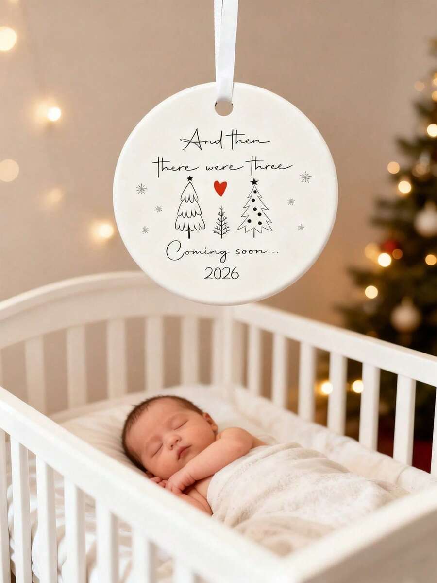 1pc Personalized Newborn Holiday Decoration, Unique 2026 Gift For Expectant Parents, Grandparents, Family, Aunt, Pregnancy Announcement, Newborn Baby Growth Memento