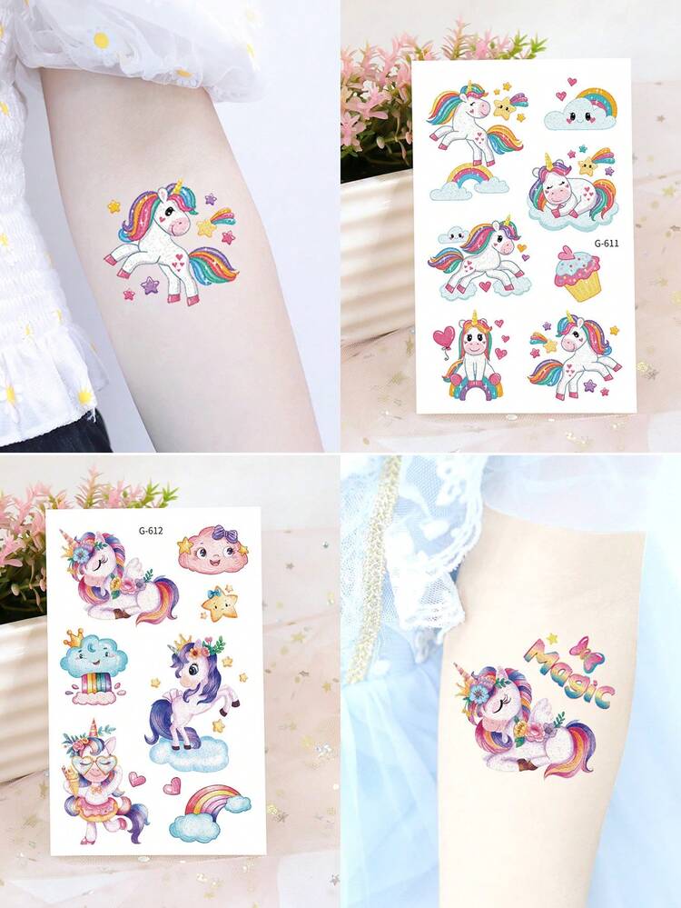 KONSAIT - Tatuajes temporales para niños, diseño de mariposas, para fiestas de cumpleaños infantiles, 154 unidades, diseño de unicornio, mariposa, flores y tatuajes KONSAIT - Tatuajes temporales para niños, diseño de mariposas, para fiestas de cumpleaños infantiles, 154 unidades, diseño de unicornio, mariposa, flores y tatuajes