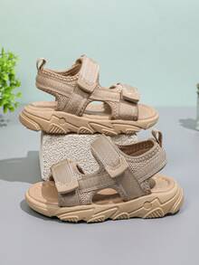 1 Pair Unisex Flat Open Toe Sandals, Soft Sole Non-Slip Children Beach Shoes, Toddler Walking Sandals, Suitable For Summer