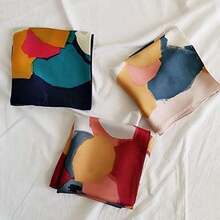 FONYVE Silk Feeling Scarf Medium Square Satin Head Scarf For Women 27.5 * 27.5 Inches - As Pic - View 5
