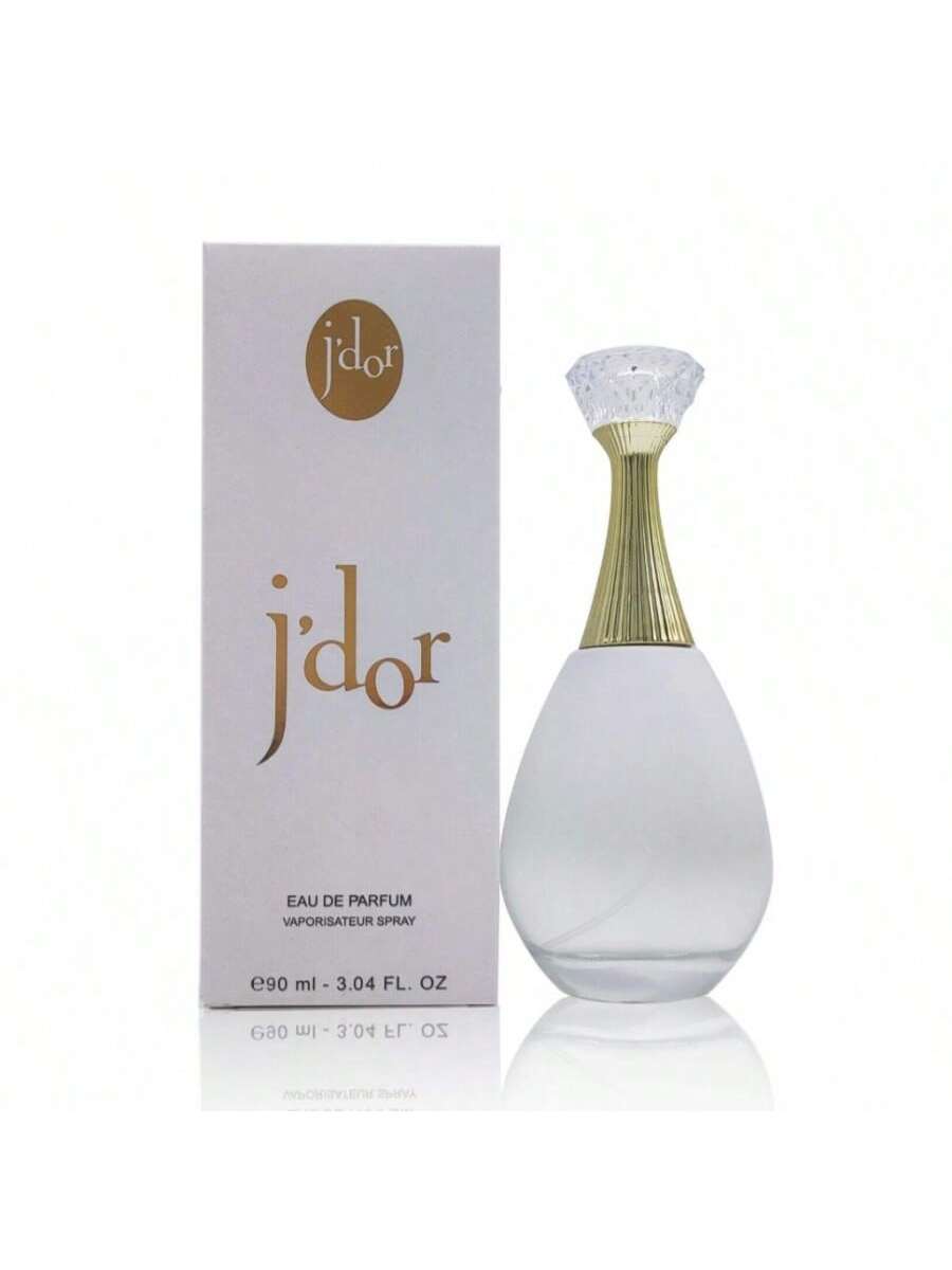 j’dor Eau de Parfum Femenino 90ml - Diseño Lujoso Cristal y Dorado, Fragancia Elegante para Mujeres
