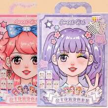 1pc Princess Makeup Coloring Set, Cartoon Dress-Up Stickers, Includes Drawing Pad And Sticker Sheets, DIY Creative Gift - Multicolor - View 14