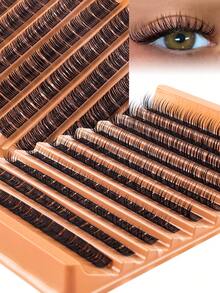 120pcs Separate Curled False Eyelashes, Curl Length 10-16mm. This Is A Mixed Style DIY Eyelash Set, Creating A Natural, Lengthening, Volumizing And Long-Lasting Makeup Look. Suitable For Beginners, Can Be Used At Home Or Outdoors, Applicable For Daily Life, Parties, Music Festivals And Various Occasions. - Coral Orange - View 5