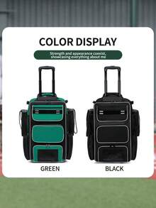 带轮棒球包，带围栏钩的垒球包，适用于T型球棒和装备，轻便棒球棒包，带鞋仓，70升大容量：带轮棒球包的尺寸为23*14*9.8英寸。 - 彩色 - 查看 6