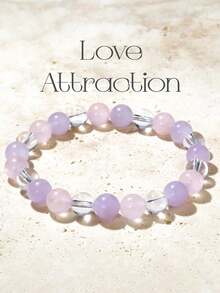 YAUKIA 爱情吸引手链 - 紫锂辉石&粉晶珠手链 优雅女士冥想减压疗愈珠宝礼品 - 彩色 - 查看 8