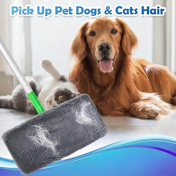 4-Piece Set Of Strong Absorbent Soft Mop Pads, Anti Slip Washable Floor Cleaning Cloth, Easy To Clean Dust Removal Head, Suitable For Hardwood, Tile, And Felt Floors - 灰色 - 查看 9