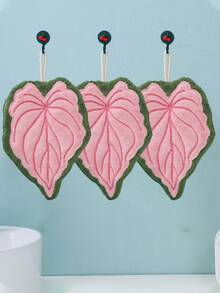 1条/3条装创意叶子图案手巾，可悬挂装饰，适用于厨房、浴室、卧室，吸水性强，易于清洁，可定制图案 - 彩色 - 查看 6