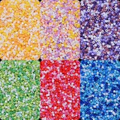 4Amazonia 1000 piezas de cuentas de semilla Delica de Japón de 1,6 mm con colores de brillo esmaltado, accesorios de cuentas para bordado, joyería DIY, pendientes, pulseras