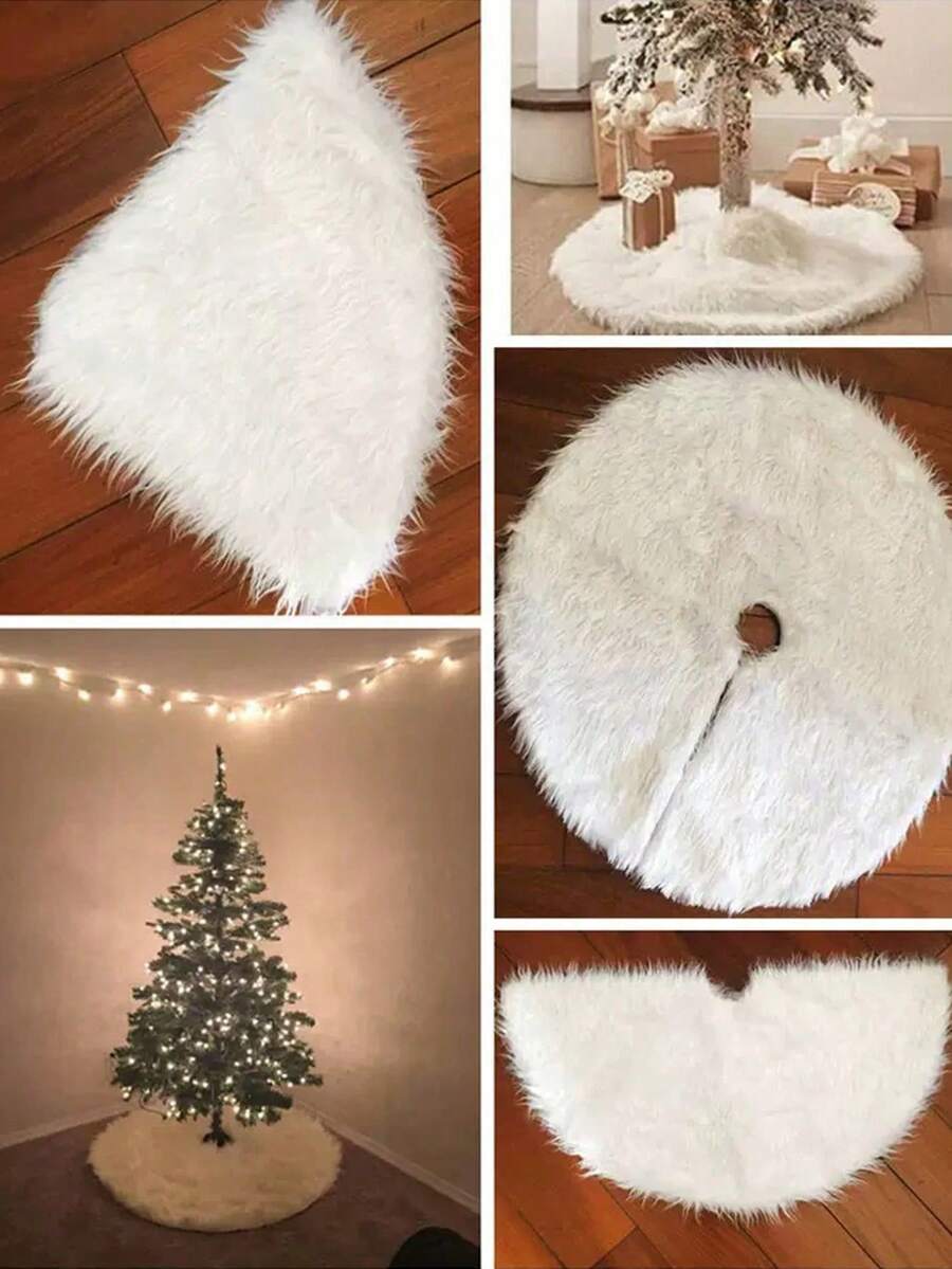 1 chiếc váy cây thông Noel mềm mại, váy nhung trắng, tiệc Giáng sinh vui vẻ, trang trí cây thông Noel, thảm trang trí cây thông Noel năm mới