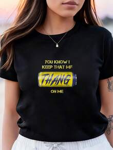 Du weißt, ich behalte das MF Thang an mir Twisted Funny Meme Can T-Shirt Frauen T-Shirt Grafik T-Shirts Crop Tops Outfits Tops T-Shirt - Schwarz - Übersicht 8