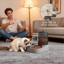 Dog Bowl Cat Food Bowl 2 In 1 Pet Automatic Feeder And Waterer Food Container Supplies, Extra-Large Capacity 2500 Ml,Suitable For Puppies And Kittens - 2公升 - 查看 3