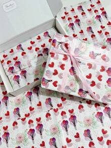 60/30/10 حزمة هدايا ورد الحب لعيد الحب - ورد بحجم 20 * 34 بوصة وتصميم فيونكة الحب، تغليف واقي خفيف الوزن، فيونكة حب وردية، تصميم حزمة الورد، نمط بالون الحب، مستخدم لتغليف الهدايا، حماية العناصر الهشة، ديكور المناسبات (الحب، باقة) - بالونات على شكل قلب - مشاهدة 6