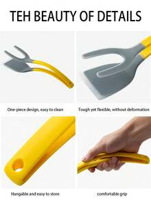 Espátula e pinça de silicone 2 em 1, espátula de cozinha multifuncional antiaderente, espátula para bife, pinça para alimentos resistente ao calor, espátula para peixe, espátula para ovo frito, espátula para panqueca, pinça para torradeira, prensa para hambúrguer, espátula com revestimento antiaderente, espátula para rolinho de frango. - Multicolorido - Ver 9