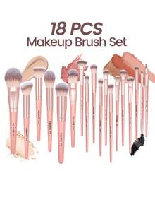 MAANGE 18支/20支化妆刷套装，包含18支专业化妆刷+1个收纳袋+1个水滴化妆海绵，还包含轮廓刷、粉底刷和散粉刷。 - 西瓜粉 - 查看 8