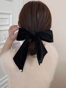 1 件秋冬千鸟格蝴蝶结发夹，带飘带和棋盘格发夹 - 彩色 - 查看 7