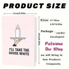1pc Humorous Wine Greeting Card With Envelope - "I'll Take The House White" Design, Bottle-On-Tray Art, Perfect For Wine Lovers & Friends, Ideal For Dinner Parties & Celebrations, Alcohol Themed Card|Funny Greeting Card|Paper Greeting Card, Wine Gift Accessories - Multicolor - View 4