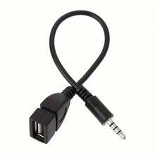 通用 USB-AUX 音频线：即插即用，高速 Cat 7 3.5mm 车载音频线，3.5mm OTG 转接线，适用于车内及其他场所的无缝音频连接，3.5mm AUX 转 USB 音频线，黑色车载 AUX 适配器，USB 耳机转换器，公头转母头，迷你 USB 接口，USB 供电，≤36V 工作电压 - 黑色 - 查看 12