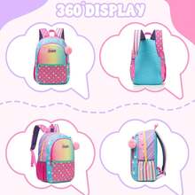 Conjunto de 3 Mochilas Infantis, Unissex para Meninos e Meninas, Ideal para Alunos do Ensino Fundamental e Pré-Escolares, Mochila de Viagem Fofa, Conjunto de Mochila Escolar 3 em 1 - Kit de mochila colorida - Ver 10