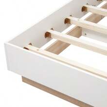 Wooden Double Bed, Floating Bed With Headboard, Consisting Of A Bed Frame And A Slatted Base - 205 X 184 X 90.5 Cm (W/L/H) Sonoma Oak/White Set (Mattress Not Included) - White - View 2