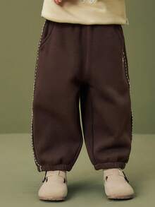 mini bala Sweet Long Pants for Baby Girls - 2025 Winter Fleece-Lined Long Pants - 咖啡 - 查看 1