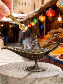 1/2 chiếc lư hương hình đèn và kẹp hương màu vàng, thích hợp để đốt xô thơm, sáp thơm, trang trí nhà cửa theo phong cách cổ điển, trang trí nhà cửa sáng tạo cá nhân hóa. - Đồng - Xem 10