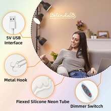 Insegna al neon USB personalizzata, regalo di San Valentino con testo personalizzato a forma di cuore, decorazione per matrimoni, insegna al neon con nome a LED come regalo per la festa della mamma, insegna al neon personalizzata come regalo, decorazione da camera da letto, decorazione per la casa con luce a LED, regali di compleanno, decorazione luminosa con lettere, Natale, Ringraziamento, Capodanno, decorazioni per feste, San Valentino, insegne al neon personalizzate, bomboniere colorate, minimal alla moda, kawaii, stile Y2K, personalizzato - Multicolore - Visualizzare 5