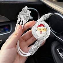 三合一可伸缩车载充电器,镶钻设计,USB充电线,快速充电,可爱三合一快充线,兼容行车记录仪、iPad、GPS等设备,节日/生日理想礼物 - 優雅芭蕾數據線 - 查看 48