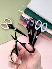 1pc Multi-Functional Scissors, Black Stainless Steel Scissors - Battery-Free Sewing And Crafting, Simple And Portable Hand Scissors, 16cm Black-Edge Scissors, Multiple Colors