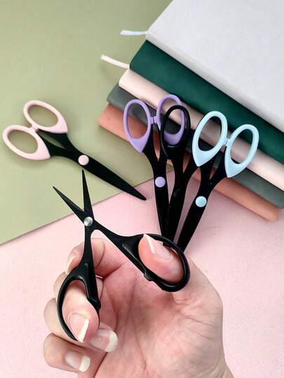 1pc Multi-Functional Scissors, Black Stainless Steel Scissors - Battery-Free Sewing And Crafting, Simple And Portable Hand Scissors, 16cm Black-Edge Scissors, Multiple Colors