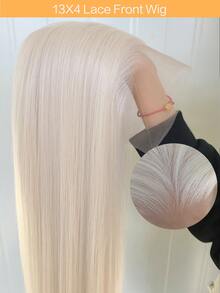 180% Density 13x4 Platinum Blonde Straight Synthetic Lace Front Wig, High Quality Heat Resistant Fiber, Complete Set For Women, Halloween - Multicolor - View 2